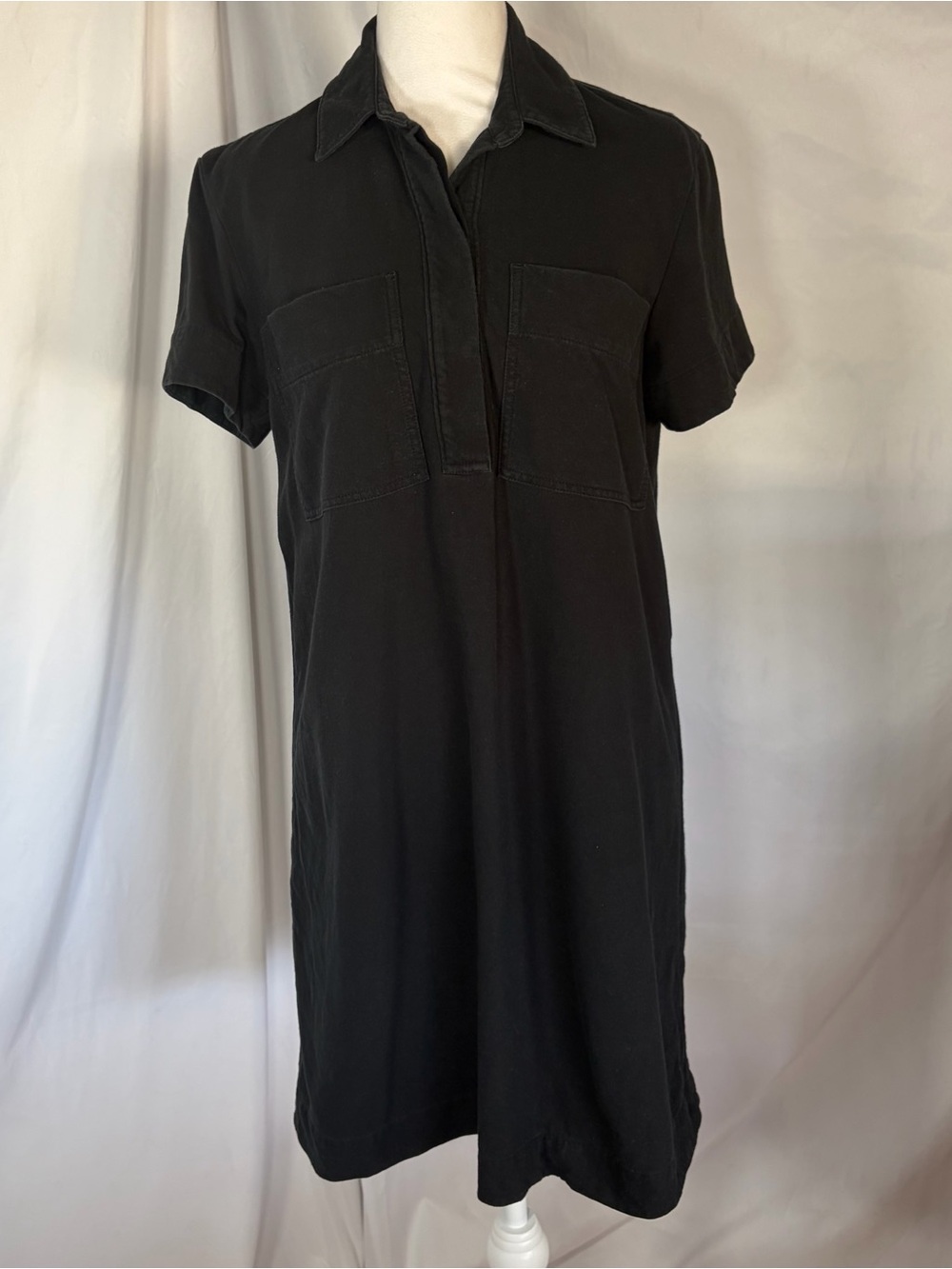 James Perse Short Sleeve Collared Shirt Dress Black Size 1 (Small) Staple LBD